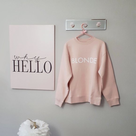 *S* NWT Brunette the Label peach pink “Blonde” crew neck sweatshirt - Picture 4 of 5